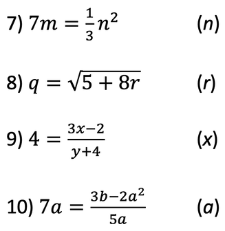 2.3) Quiz 4: Questions – Algebraic Formulae